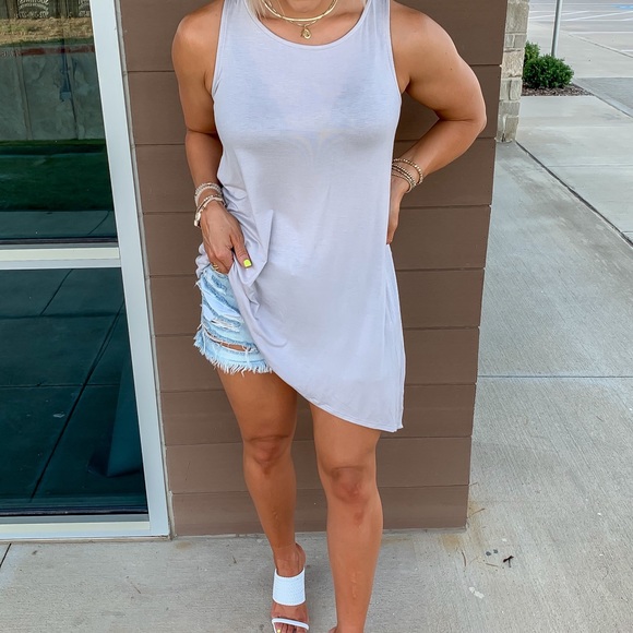 Grey Slit Tank Top - Picture 3 of 5